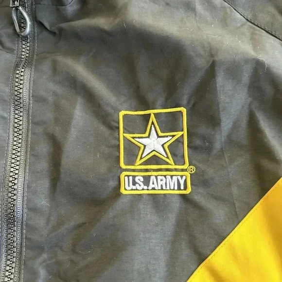 US Army Jacket Mens Large Black Yellow Windbreaker Track Coat Running Adult L - Picture 6 of 10